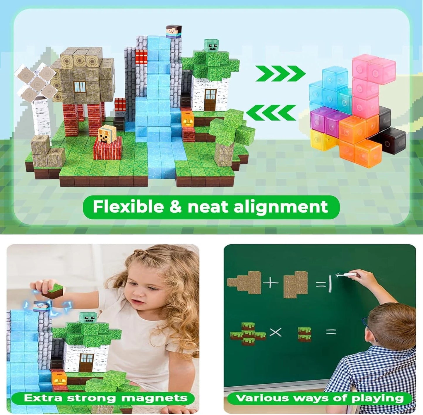 Magnetic Building Blocks Mine World Magnetic Forest House Brick Cube Toys Set STEM Sensory 2025 Best Gift for 3+ Boy Girl Kid