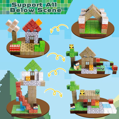 Magnetic Building Blocks Mine World Magnetic Forest House Brick Cube Toys Set STEM Sensory 2025 Best Gift for 3+ Boy Girl Kid